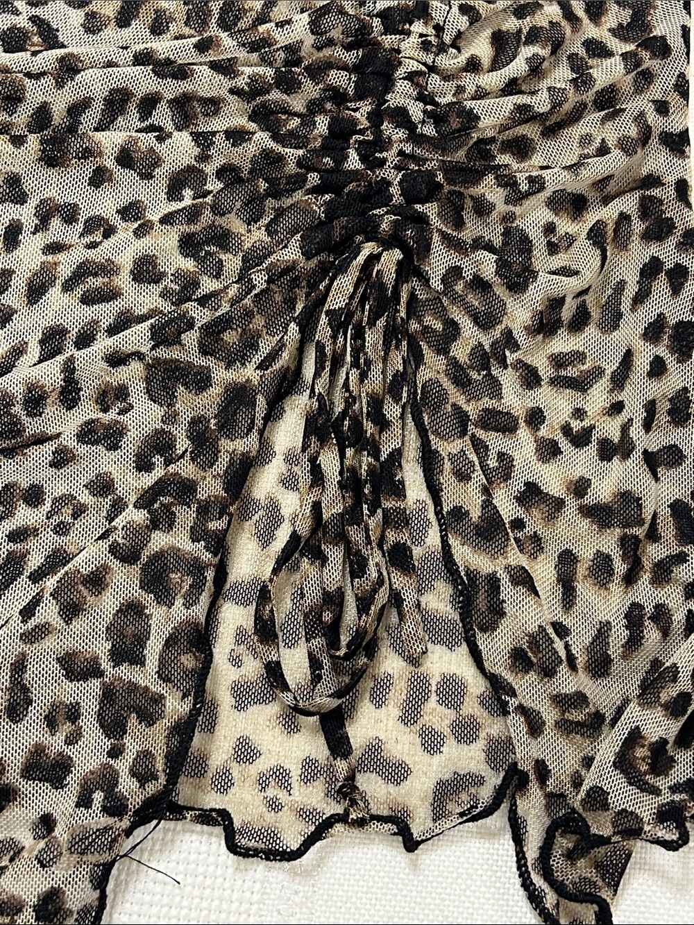 silence + noise Brown and Black Leopard Sheer Ruched Mini tube top - Picture 4 of 6